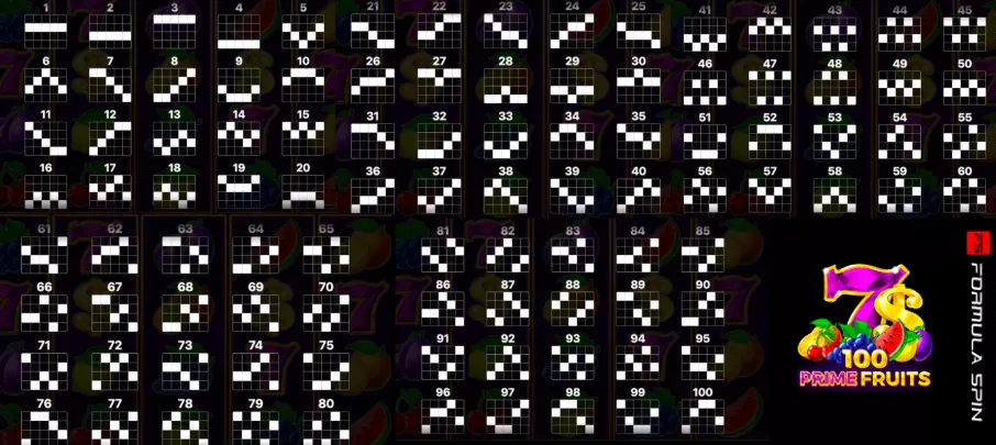 лінії виграшу 100 prime fruits