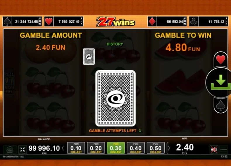 27 wins Jackpot Cards